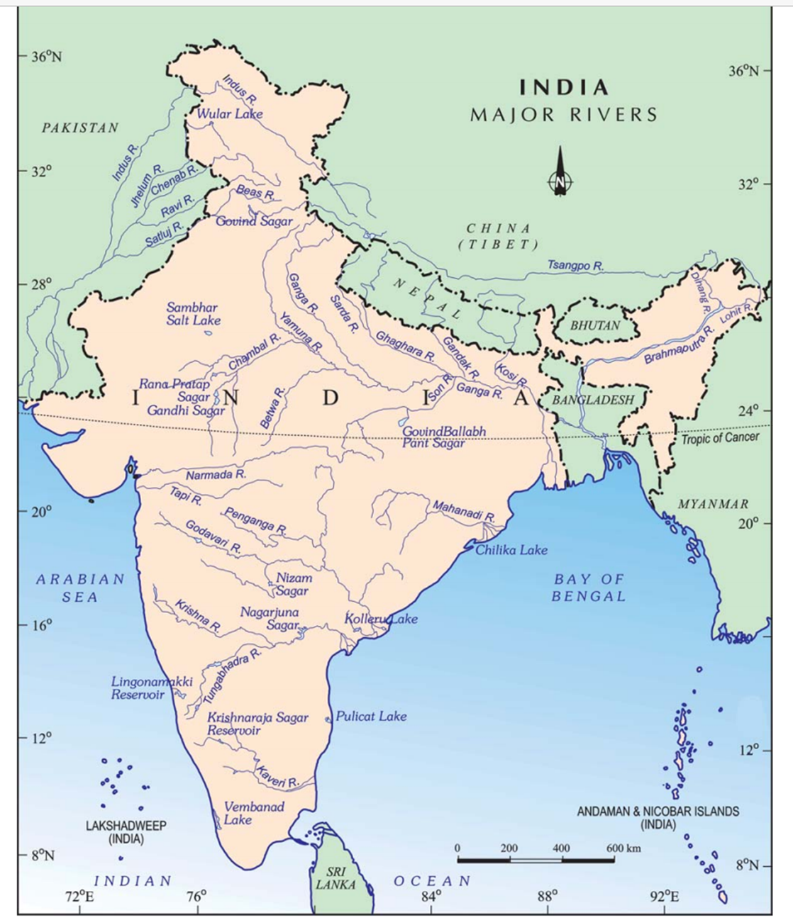 Drainage System of India - Indus River, Ganga River System.